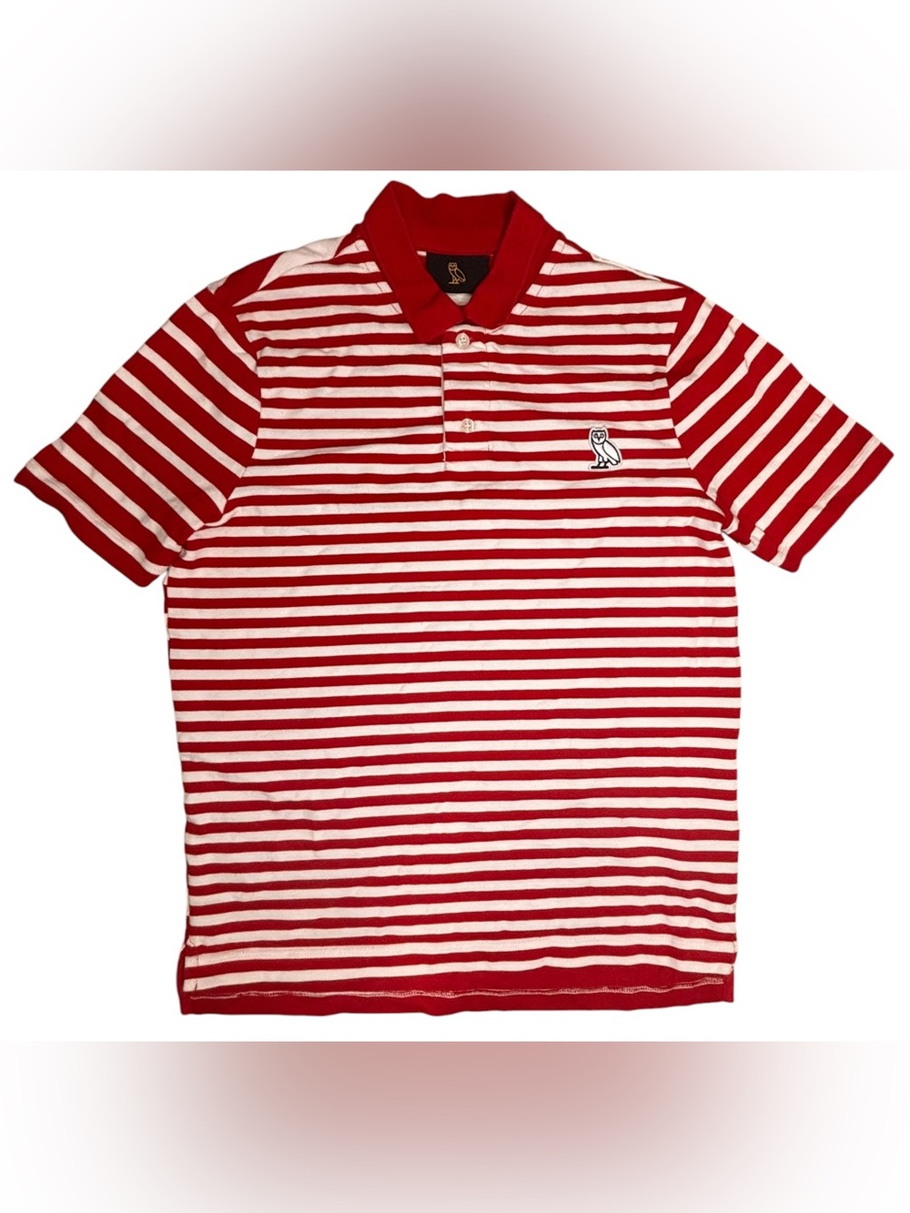 OVO October’s Very Own Red White Striped Polo Shirt XS 100% Cotton Portugal